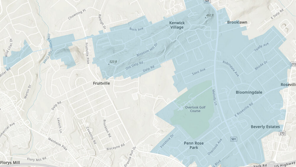 Map of Blossom Hill Pressure Zone